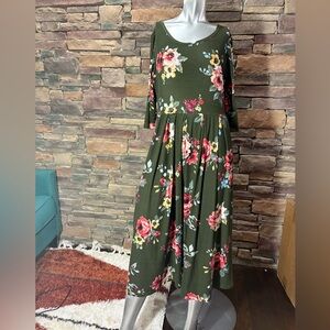 Pretty Young Thing Forest Blossom Midi Dress Sz XL